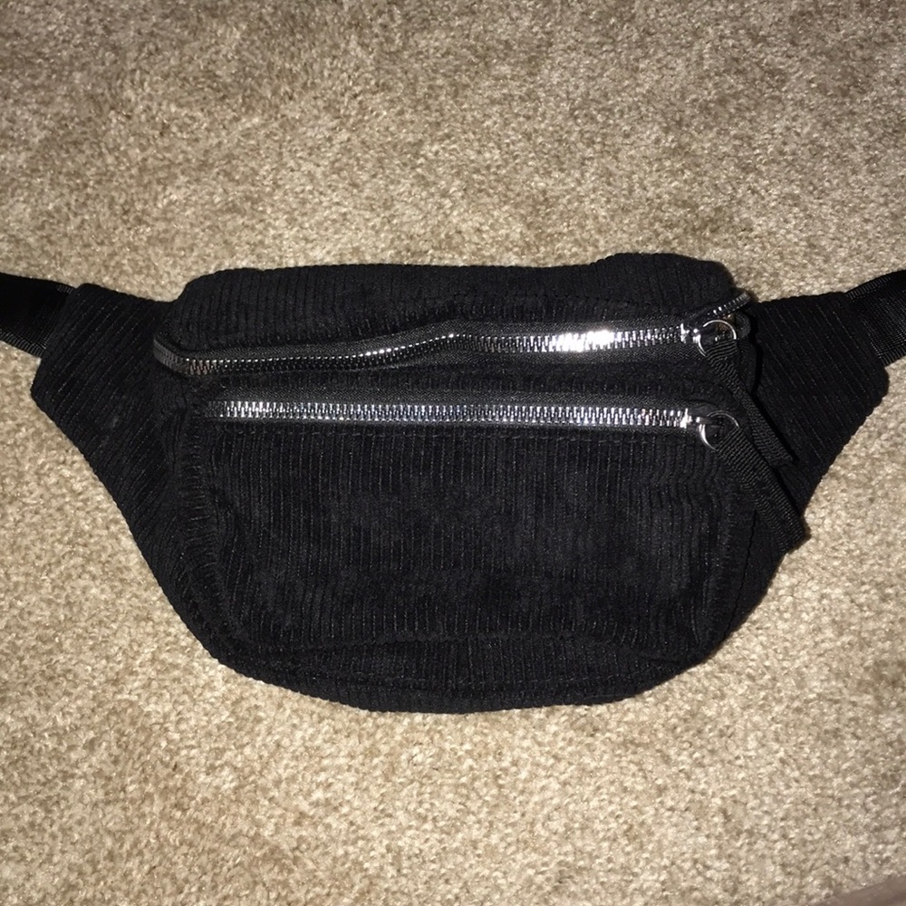 Black Corduroy Fanny Pack